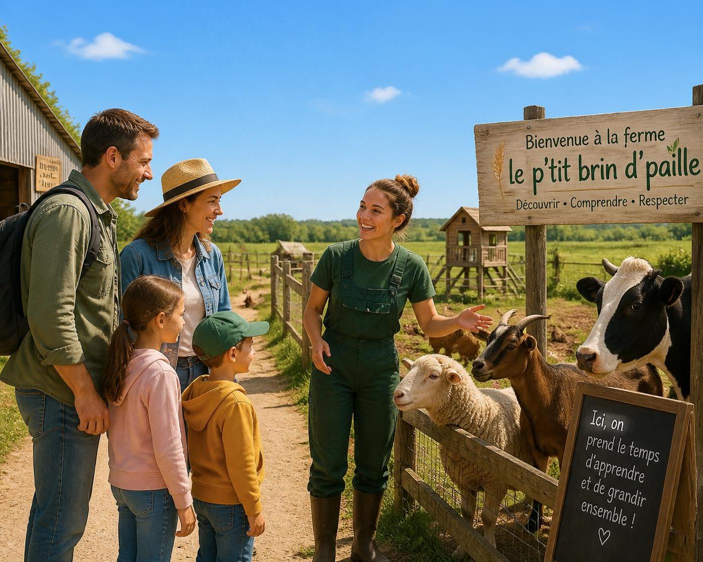 découvrez la ferme pédagogique le p'tit brin d'paille, un lieu convivial proposant des activités éducatives et ludiques pour toute la famille, petits et grands.