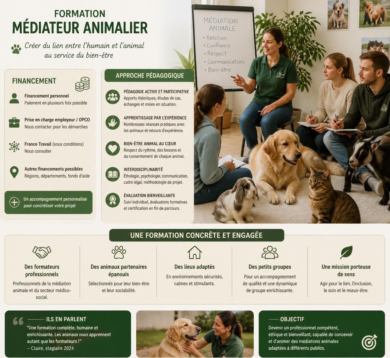 découvrez tout ce qu'il faut savoir sur la formation de médiateur animalier en 2026 : programmes, compétences, débouchés et conseils pour réussir votre parcours.