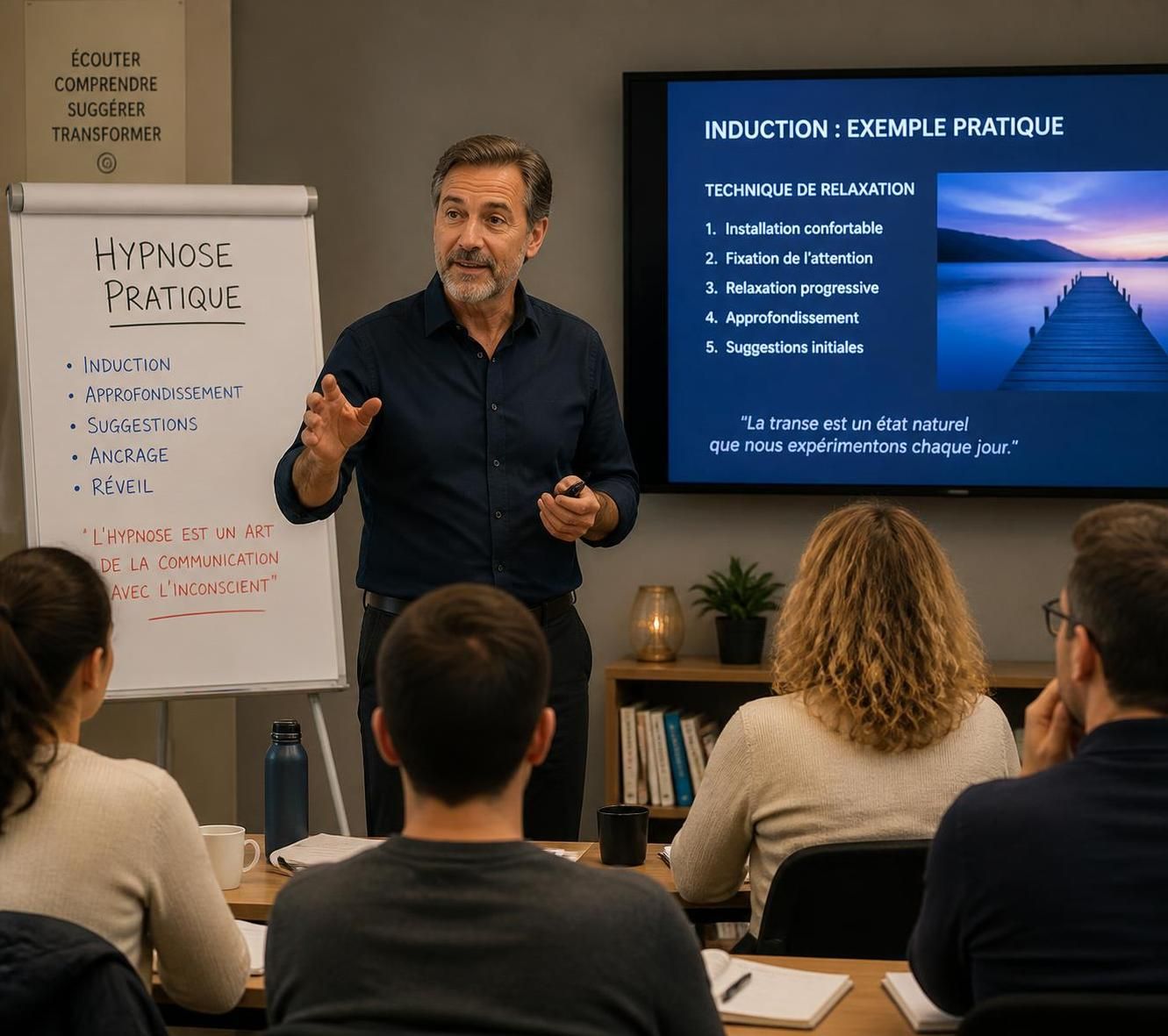 découvrez notre formation en hypnose reconnue par l'état : programme complet, conditions d'inscription, débouchés et certifications officielles pour devenir hypnothérapeute.